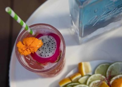 Top view of a fruity cocktail made with Yacht Life Vodka.