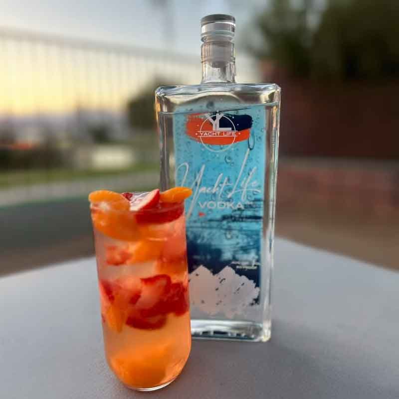 Beauty shot of a drink named "Sweet 16", created by Phil Fuentes, Yacht Life Vodka's Bartender of the Month